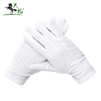 大杨281白色三筋礼仪手套10双装 接待劳保手套