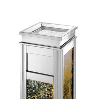 南 GPX-6B1 四菱角座地烟灰桶 南方垃圾桶 酒店宾馆电梯口带烟灰缸不锈钢垃圾筒 中号镜钢 内桶容量11.7升