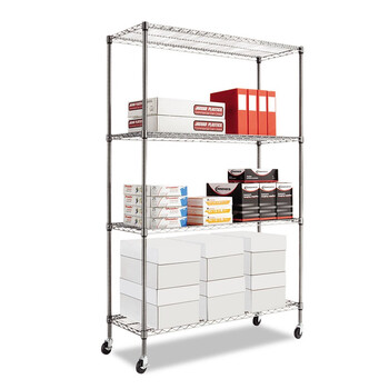 川井（WELLAND）物流台车 车间物料周转车 四层带轮线网货架 轻型货架 物料架60*45*160cm