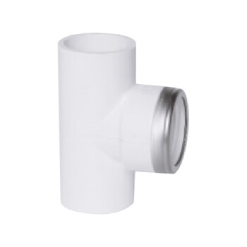 联塑（LESSO）内丝异径三通(带不锈钢箍)PVC-U给水配件白色 dn32XRC1/2＂