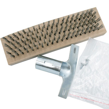 冰禹 BY-2052 镀锌钢丝刷 工业清洁钢丝刷 地板刷 长柄地板钢丝刷 30cm整套【带柄】
