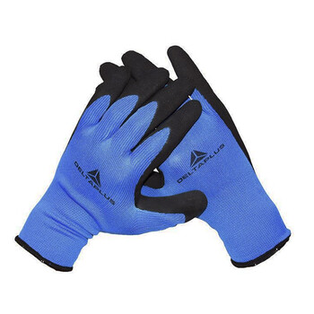 代尔塔（Deltaplus）201631 VE631 发泡乳胶抗撕裂手套 耐高温涤纶衬里透气舒适 定做 蓝色 8码 12副