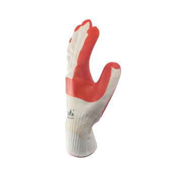 君御 7102耐刺穿防割防刮加厚劳保手套耐磨泼胶 防护手套（白红）均码 24cm*12双/扎