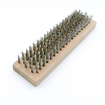 冰禹 BY-2052 镀锌钢丝刷 工业清洁钢丝刷 地板刷 长柄地板钢丝刷 30cm整套【带柄】