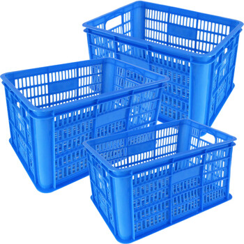 兰诗（LAUTEE）YJ-E044 网眼周转箱 加厚塑料筐周转筐 收纳快递筐仓储箱 20kg箱蓝色540*370*280