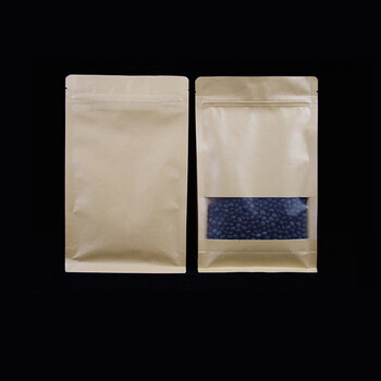 飞尔（FLYER）八边封牛皮纸自立密封袋 开窗自封袋 包装袋【16x26+4cm 双层32丝 50个】