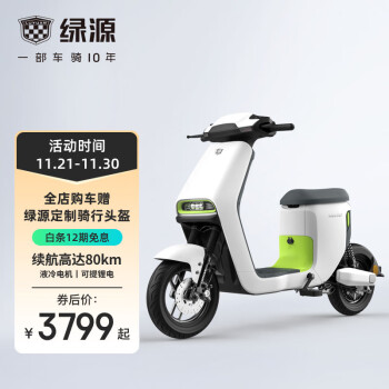 LUYUAN 绿源 电动车新款48V24A锂电电动自行车 精准电量显示 锂电快充   INNO5 光纤白-概念绿（预计7天左右发货）