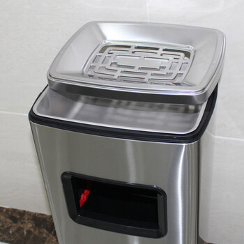 迪恩斯（DEANS）不锈钢酒店大堂室内烟灰桶方桶立式电梯口垃圾桶带烟灰缸商场办公室商用灭烟果皮桶