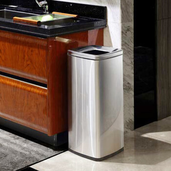 迪恩斯（DEANS）不锈钢垃圾桶公共厕所卫生间大号商用办公室厨房无盖直投方桶果皮桶洗手间擦手纸垃圾桶25升