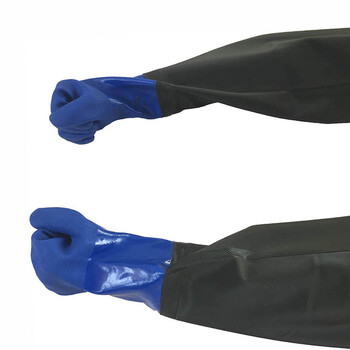 劳保佳 浸胶手套 PVC加厚加长 防滑 耐酸碱浸塑手套蓝色