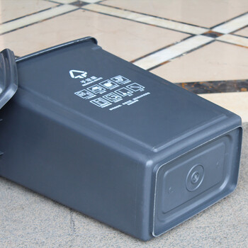 莫恩克 塑料分类翻盖垃圾桶 方型弹盖垃圾桶 大号办公室楼道走廊收纳桶 环卫果皮桶 60L灰色（干垃圾）