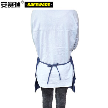 安赛瑞 牛仔围裙 夏季薄款牛仔布工厂车间防污围裙 服务员挂脖式围裙工作罩衣工作围裙 蓝色 11380