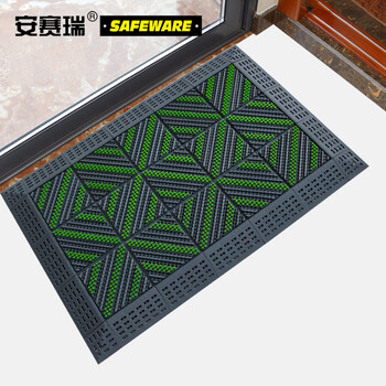 安赛瑞 室外镂空除尘地垫 EVA拼接门垫商场刮泥防滑脚垫 三刷绿刷灰底 长45cm宽45cm厚2.5cm 23312