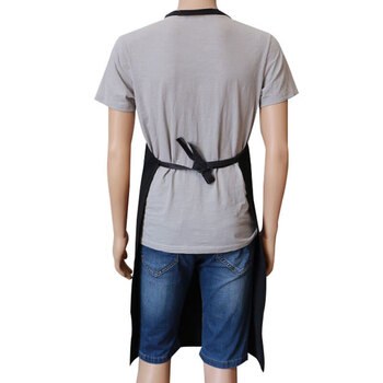 者也 4条厨房加厚PU皮革围裙防水防油围裙成人厨房饭店围腰长加厚耐磨PU围裙男女 黑色