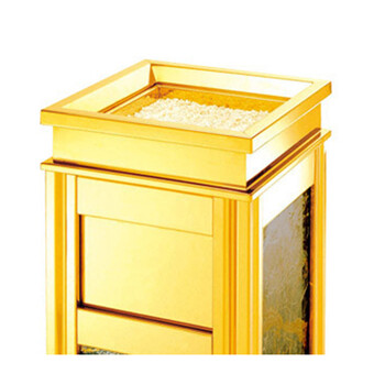 南 GPX-6B1 四菱角座地烟灰桶 南方垃圾桶酒店宾馆果皮桶带烟灰缸垃圾筒 中号镜金 内桶容量11.7升