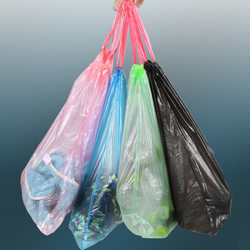 斯威诺 N-3635 抽绳式自动收口垃圾袋 办公室穿绳垃圾袋彩色45*50CM 1卷15只装