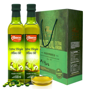 佰多力（Abaco）特级初榨橄榄油 500ml*2礼盒装 食用油 西班牙原装进口
