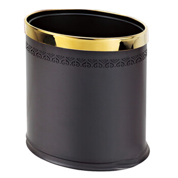 南 GPX-45C 南方椭圆双层镂空花垃圾桶 镜金圈黑身 商用酒店宾馆客房垃圾桶 果皮桶 房间桶
