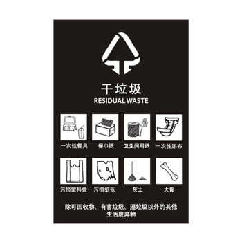 稳斯坦 WST134 上海垃圾分类标识标签 环保不可回收标志贴纸（湿垃圾14X21）