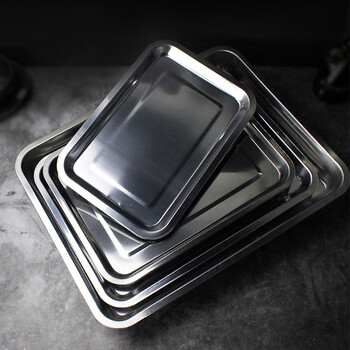 兰诗（LAUTEE） WSC0048 430不锈钢方盘长方形实验室托盘车间零件盘 32*22*2特厚深盘