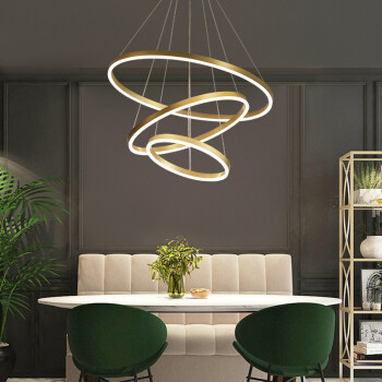 灯吊灯个性创意轻奢金色时尚卧室餐厅灯具灯饰三圈304060cm无极调光