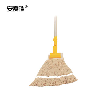 安赛瑞 棉线吸水美式加厚拖把夹式蜡拖 棉线打蜡墩布拖布 酒店餐厅医院用地拖 可拆洗 本白  24453