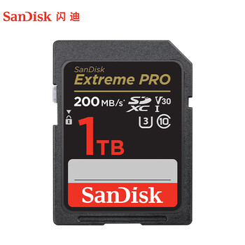 闪迪（SanDisk）1TB SD存储卡 U3 C10 4K 至尊超极速版码数相机内存卡 提速升级读速200MB/s 写速140MB/s