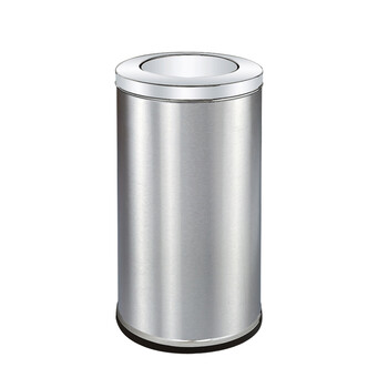庄太太 【黑色翻盖25cm*62cm】不锈钢垃圾桶酒店大堂立式翻盖圆形座地果皮桶大号港式带内桶