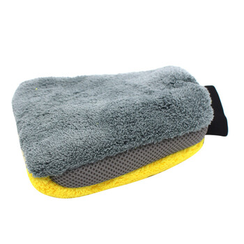 兰诗（LAUTEE）DA1051 洗车手套防水珊瑚绒清洁巾 黄色珊瑚绒 26*17cm5个装