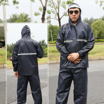 坚冠 雨衣雨裤套装涤丝纺轻便款  户外旅游成人男女分体式定制雨披大帽檐  XL码