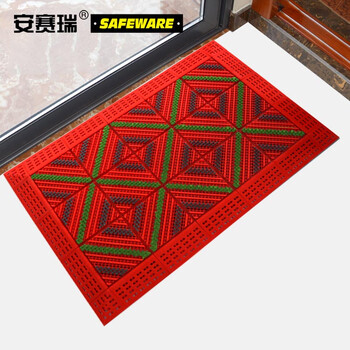 安赛瑞 室外镂空除尘地垫 EVA拼接除尘地垫 拼接式刮泥防滑脚垫 三刷红底两灰中绿 90×150×2.5cm 23422