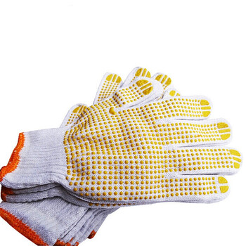 者也（ZYE）点塑防滑劳保手套细密耐磨工地搬货汽修工厂车间点珠手套 加厚毛纺纱防滑手套【12双】 