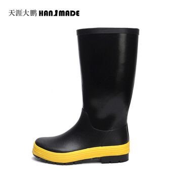 天涯大鹏 006 轻便可卷曲中筒防水雨靴 筒高35.4cm 黑色 42码【中筒胶靴】