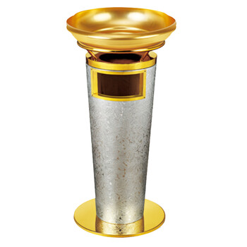 南 GPX-33AC 宝鼎座地烟灰桶 银卷叶花皮纹 商场垃圾桶 酒店落地烟灰桶立式果皮桶商场垃圾筒