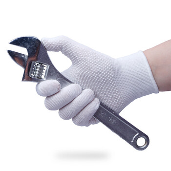 者也（ZYE）礼仪手套 加厚耐磨防滑尼龙点胶手套男女点塑手套 尼龙点塑防滑 白色12双