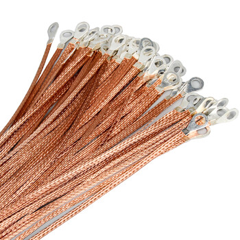 BOWERY铜编织接地线桥架接地线铜编织带跨地连接线电箱铜扁线4平方300mm长 100根