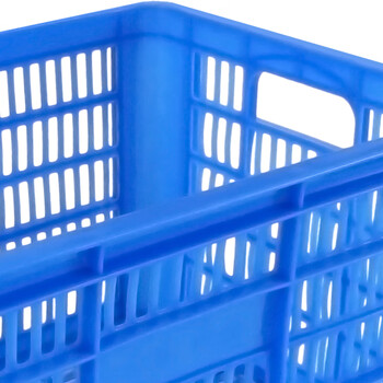 兰诗（LAUTEE）YJ-E047网眼周转箱加厚塑料筐收纳快递筐 10kg箱蓝色455*310*240