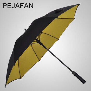 
                                                                                PEJAFAN高端雨伞男士超大商务伞双层加厚自动长柄伞双人大伞户外高尔夫伞超强防风防晒晴雨两用伞 110CM中号双层内黄                