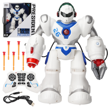 智能遥控电动机器人玩具新威尔充电发射飞弹唱歌跳舞儿童玩具yj充电版
