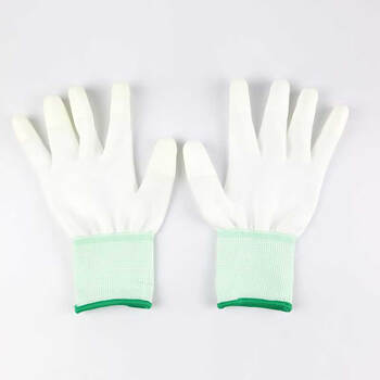 汉盾（HANDUN) HD-GP5014 13针涤纶PU涂指透气防滑耐磨工作手套 白色 独立装10付 1打