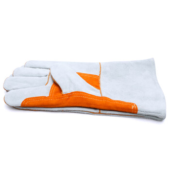 者也(ZYE)牛皮电焊手套 长款劳保手套掌托加厚加固焊接防护手套