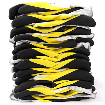 者也 12双 加厚浸胶防滑手套建筑工地防护手套 双层耐磨-加厚黄黑