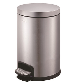 南 SJ12-Y01 南方圆形脚踏桶 砂银钢 防指纹房间桶 商用酒店宾馆客房不锈钢垃圾桶 果皮桶 内桶容量12升