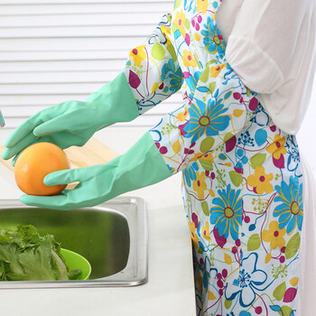 兰诗（LAUTEE）PA1056 长款带绒胶手套 颜色随机