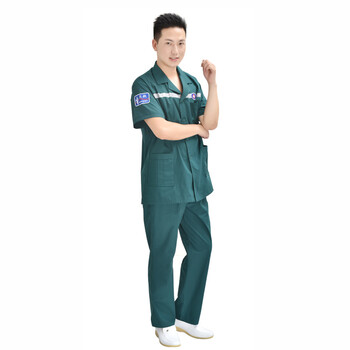 劳保佳 急救服套装  短袖分体急诊科护士套装 男款有杠 XXXL 1套装 可定制