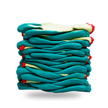 者也 浸胶发泡手套防滑耐磨工地劳保手套 高强耐磨浸胶黄绿/12双