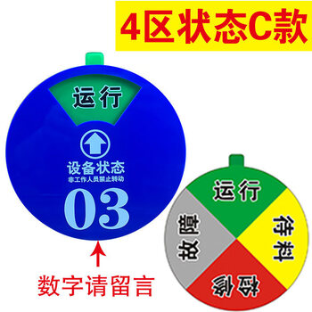 旷尔 机器设备状态标识牌 新编码号码磁吸式 数字标牌旋转亚克力运行管理制定【4区C款 8×8cm】