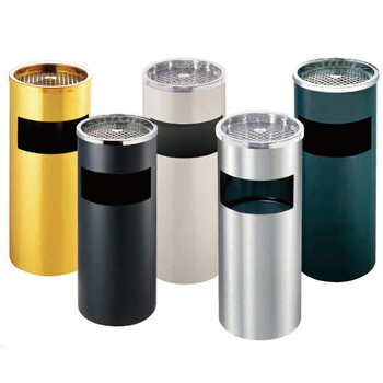 兰诗(LAUTEE)GPX-027 圆形丽格桶 酒店商场电梯口座地垃圾桶 烟灰桶 砂钢