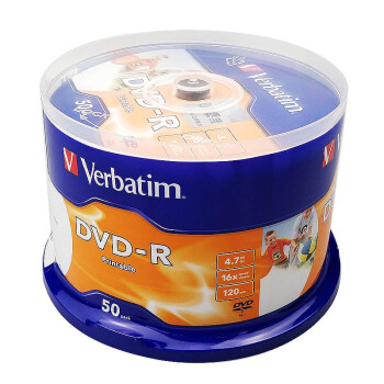 威宝（Verbatim）  16x DVD-R 4.7G刻录盘 可打印空白光盘 50片 刻录光盘 dvd碟片 DVD-R可打印 50片