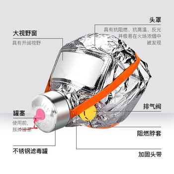 鸿兴邦安 消防面具 防火防烟面罩 自救式过滤呼吸器 火灾逃生呼吸器TZL30